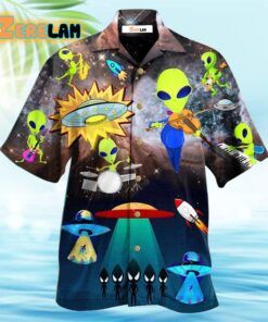 Alien With Music and Fun Hawaiian Shirt