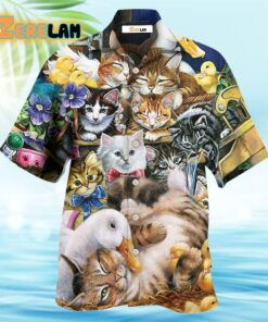 Animals Ducks And Cats Hawaiian Shirt
