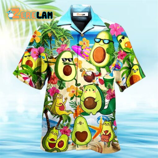Avocado Chilling By The Beach Hawaiian Shirt