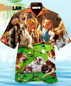 Dogs Billiard Playing Pool Hawaiian Shirt