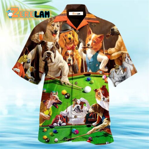 Dogs Billiard Playing Pool Hawaiian Shirt