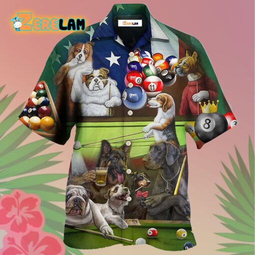 Billiard Funny Dogs Hawaiian Shirt