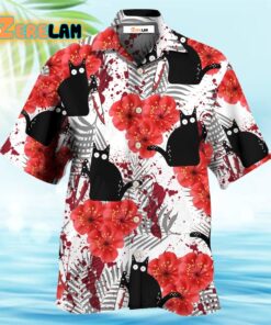 Black Cat Blood Stains Hawaiian Shirt