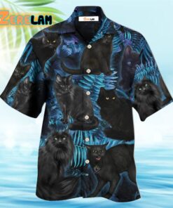 Black Cat Midnight In Jungle Hawaiian Shirt