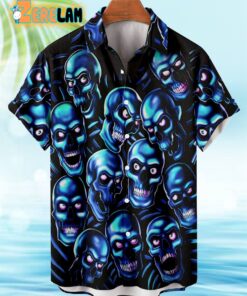 Blue Skull Horror Faces Hawaiian Shirt