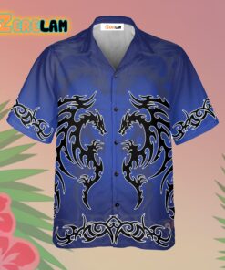 Blue Tribal Dragon Hawaiian Shirt