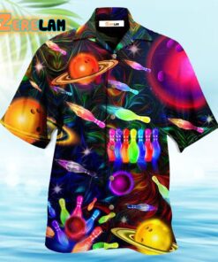 Bowling Neon Space Strike The Universe Hawaiian Shirt