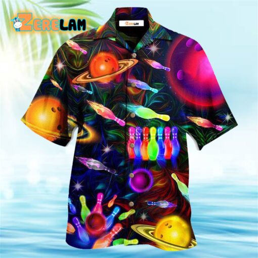 Bowling Neon Space Strike The Universe Hawaiian Shirt