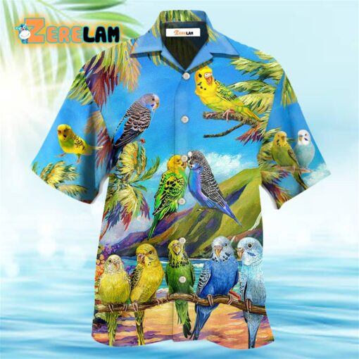 Budgie Parrot Beautiful Landscape Hawaiian Shirt