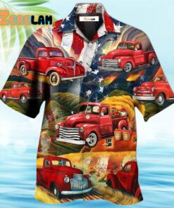 Car Independence Day Red Car Vintage Hawaiian Shirt