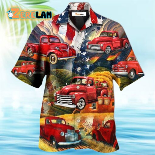 Car Independence Day Red Car Vintage Hawaiian Shirt