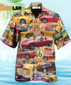 Car Road Route Vintage Style Hawaiian Shirt