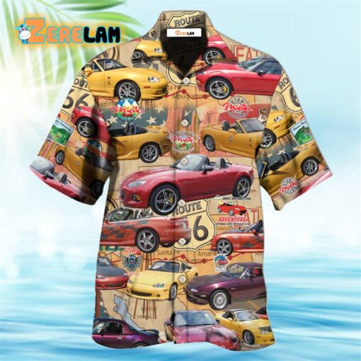 Car Road Route Vintage Style Hawaiian Shirt