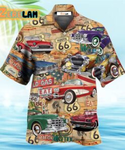 Car The Mother Road Route 66 Road Trip Vintage Hawaiian Shirt