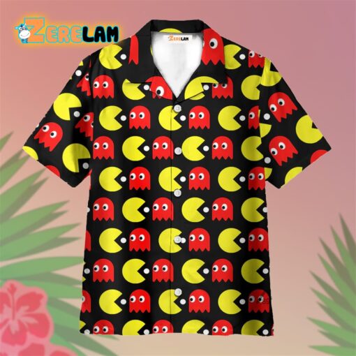Cartoon PAC-MAN Doodle Casual Aloha Hawaiian Shirt