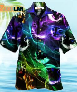 Cat Awesome Flash Neon Style Hawaiian Shirt