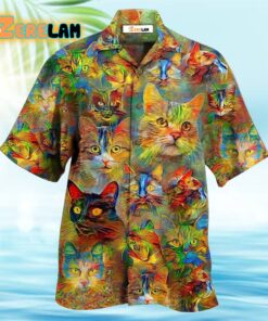 Cat Beautiful Colorful Painting Hawaiian Shirt