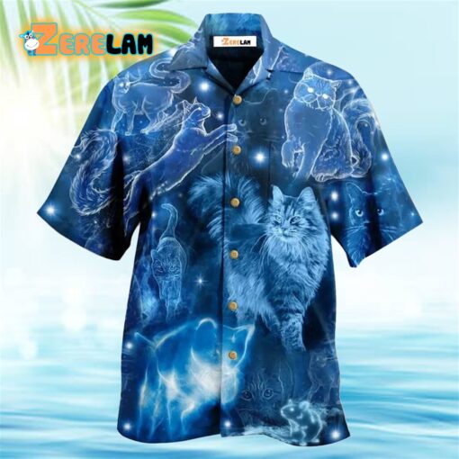 Cat Love Blue Neon Stunning Hawaiian Shirt