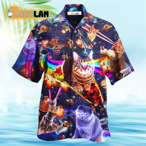 Cat Ride Food In Space Galaxy Hawaiian Shirt