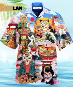 Cat Samurai With Ramen Lovely Hawaiian Shirt