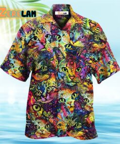 Cat Smile Color-full Hawaiian Shirt