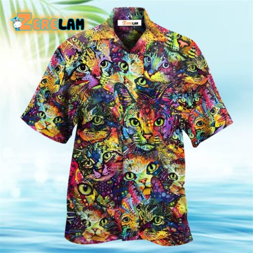 Cat Smile Color-full Hawaiian Shirt