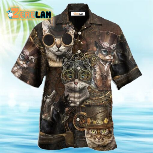 Cat Streampunk Hawaiian Shirt