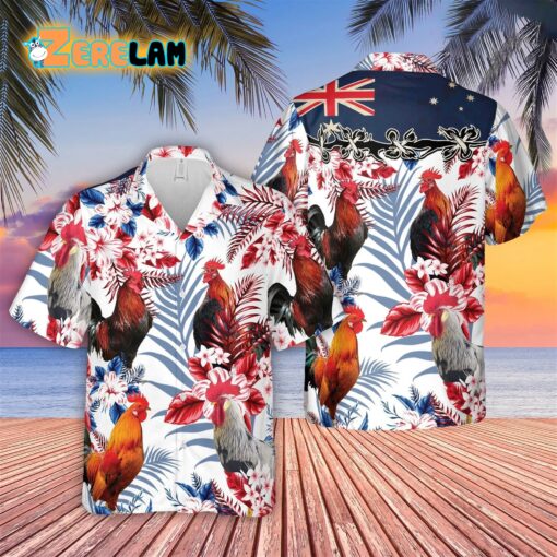 Chicken Lovers Australia Flag Hawaiian Flowers Hawaiian Shirt