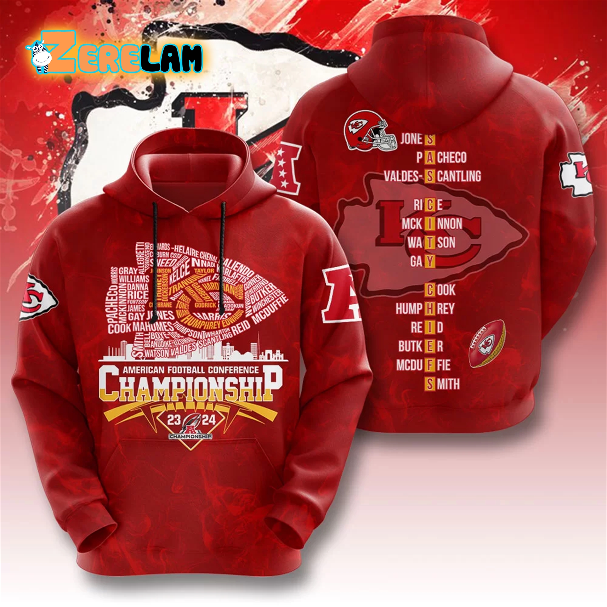 Chiefs 2023-2024 American Football Conference Championship Hoodie - Zerelam