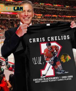 Chris Chelios Chicago Blackhawks 1990 1999 Most Career Playoff Games Players Shirt