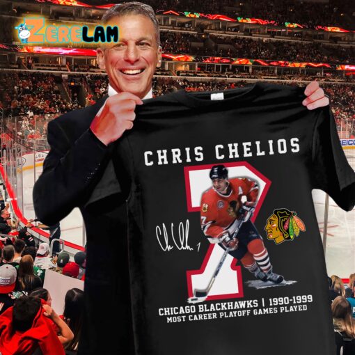 Chris Chelios Chicago Blackhawks 1990 1999 Most Career Playoff Games Players Shirt