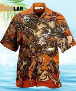 Cowboy Skull War Orange Hawaiian Shirt