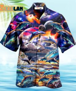 Dolphin Into The Mysterious Galaxy Hawaiian Shirt