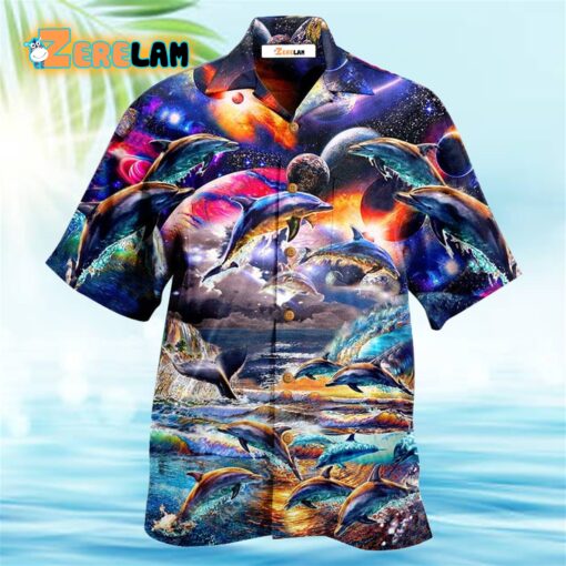 Dolphin Into The Mysterious Galaxy Hawaiian Shirt