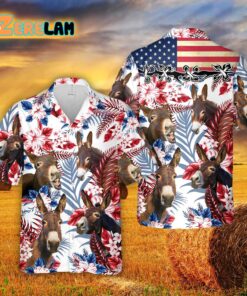 Donkeys Australian Flag Flowers Hawaiian Shirt