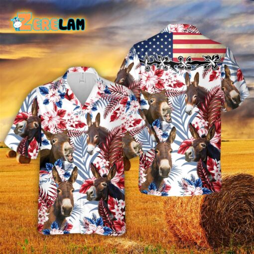 Donkeys Australian Flag Flowers Hawaiian Shirt