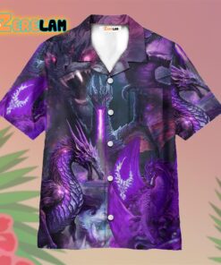 Dragon Dark Purple Lightning Art Style Hawaiian Shirt