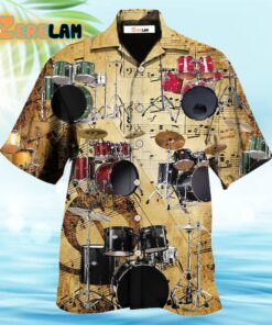 Drum Music Note Vintage Style Hawaiian Shirt