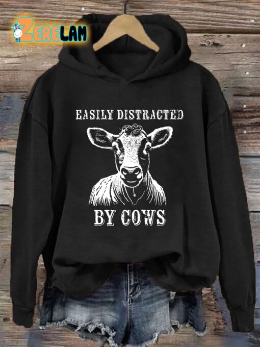 Easily Distracted By Cows Hoodie