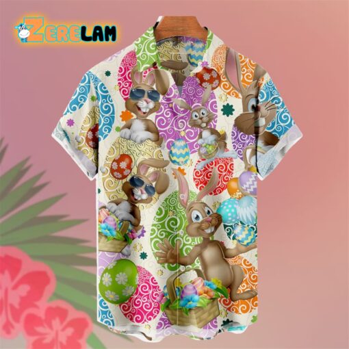 Easter Bunny Egg Pattern Hawaiian Shirt