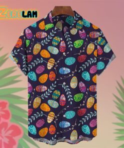 Easter Egg Colorful Leaf Pattern And Hawaiian Shirt