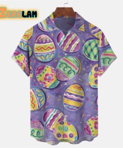 Easter Egg Purple Cartoon Art Pattern Hawaiian Shirt