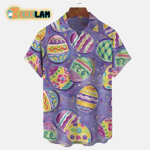 Easter Egg Purple Cartoon Art Pattern Hawaiian Shirt