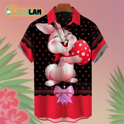 Easter Rabbit Egg Red Polka Dots Hawaiian Shirt