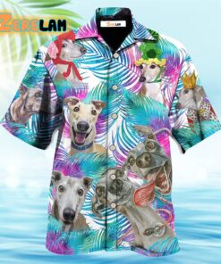 Greyhound Tropical Leaf Style Hawaiian Shirt