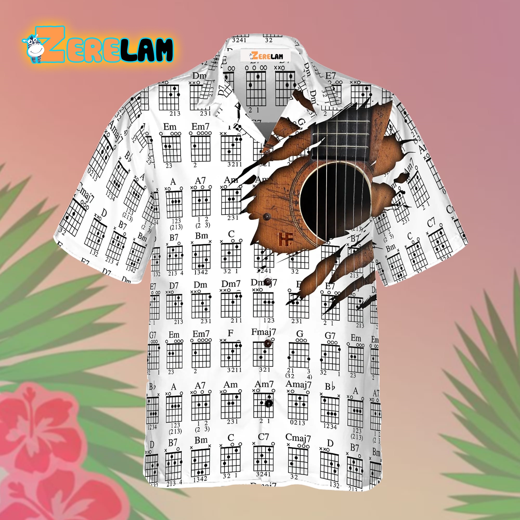 Guitar Chords Chart Hawaiian Shirt - Zerelam