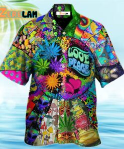 Hippie Alien Frogs Love Peace Hawaiian Shirt