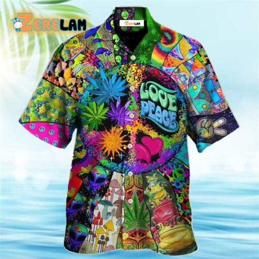 Hippie Alien Frogs Love Peace Hawaiian Shirt