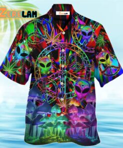 Hippie Alien Peace Color Stunning Hawaiian Shirt