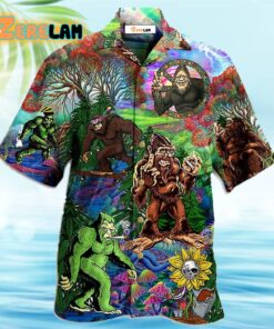Hippie Bigfoot Peace Life Color Hawaiian Shirt